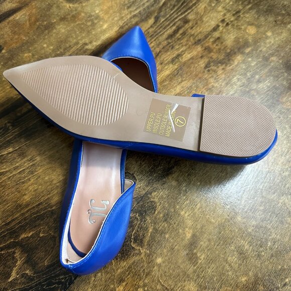 Womens Blue Pointed-Toe DOrsay Flats With Faux Leather Upper 8 - Picture 8 of 11